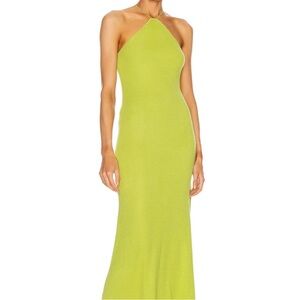 Enza Costa Lime Green Halter Maxi Dress